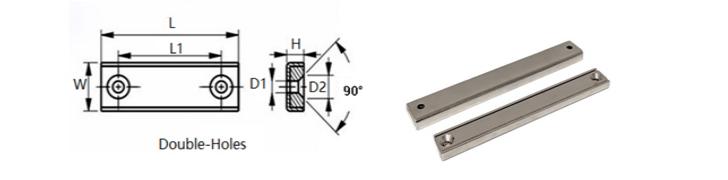 neodymium channel magnets with double holes