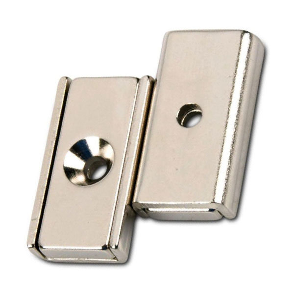Neodymium channel pot magnets 20x13.5x5mm with M3 countersunk hole