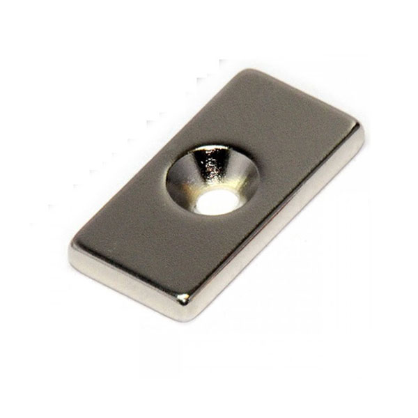 Block Countersunk Rare Earth Neodymium Magnets 20x10x3mm-N35 Nickel Plated