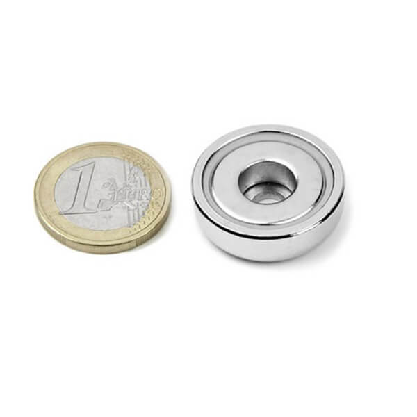 25mm Neodymium Counterbore Pot Magnets with Cylindrical Hole