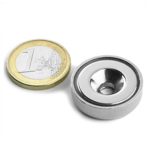 Ø25mm Countersunk Rare Earth Neodymium Pot Magnets-m5-nickel Plated