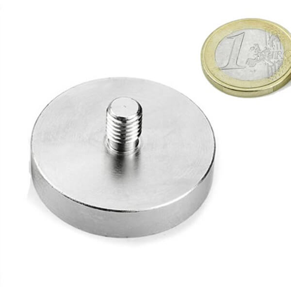 Ø48mm Male Thread Rare Earth Mounting Pot Magnets - Nickel Plating