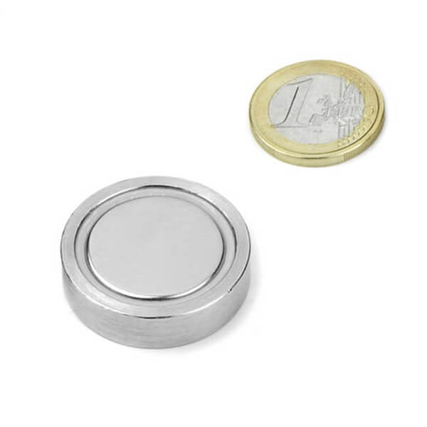 Rare Earth (neodymium) Flat Pot Magnets Blind End Ø32x8mm-Nikel Plating