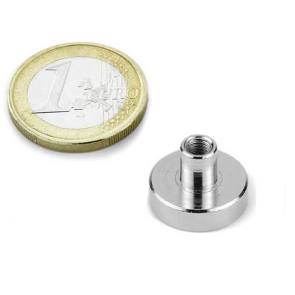 Ø16mm Neodymium Pot Magnets with M4 Internal Threaded Bushing