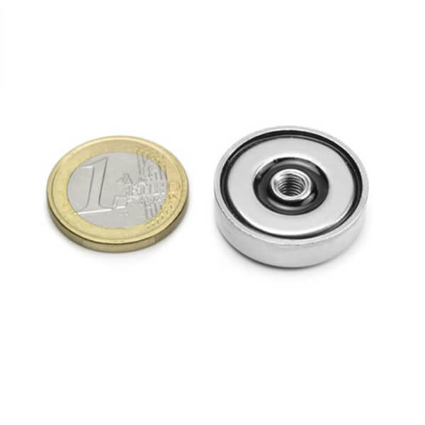 Neodymium Pot Magnet Ø25mm with M5 Threaded Through Hole