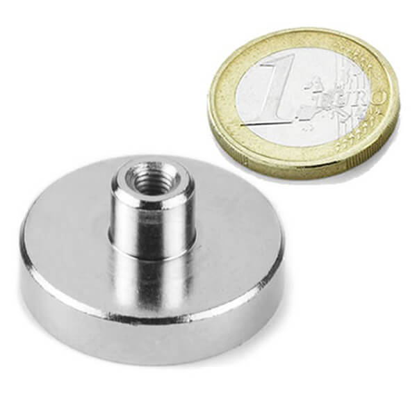 Ø32 Mm Rare Earth Neodymium Pot Magnets with M6 Threaded Bushing