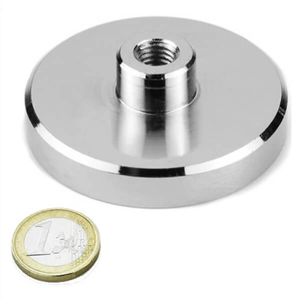 Ø60mm Large Internal Threaded Neodymium Pot Magnets-m8 Threaded Bushing