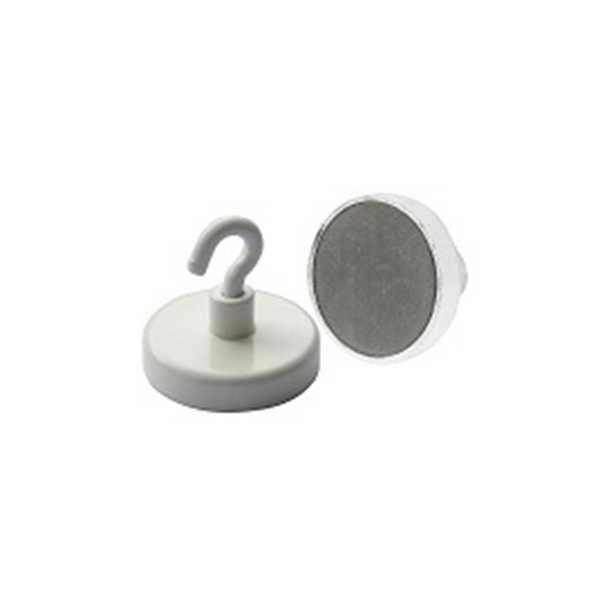Ø25mm ferrite hook magnets with white painted