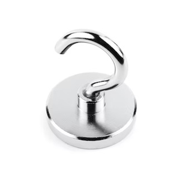 Ø42mm neodymium rare earth pot magnets with hook-nickel plated