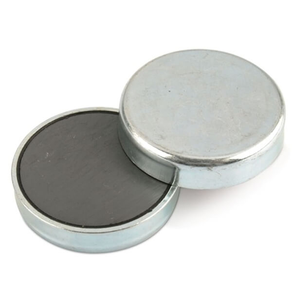 Flat Ferrite (Ceramic) Shallow Cup Magnets With Blind Top