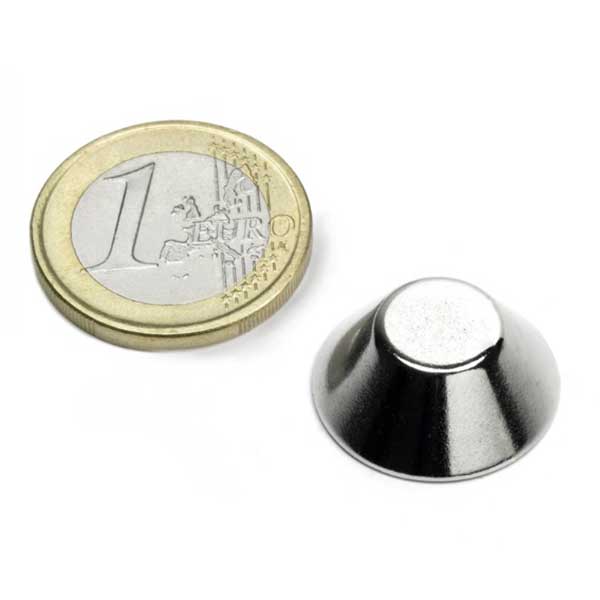 Cone shaped Rare Earth Cone Magnets Ø20/10x8mm N38- Nickel Coating