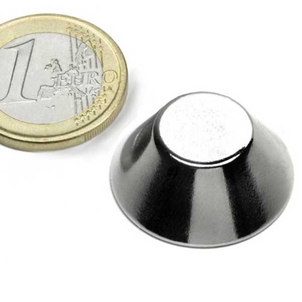 Neodymium Rare Earth Cone Magnets Ø25/13x10mm Nickel Plated