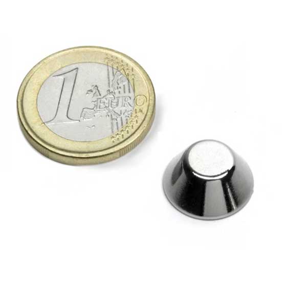 Ø15/8x6mm Rare Earth Neodymium Cone Magnets N42- Nickel Plated